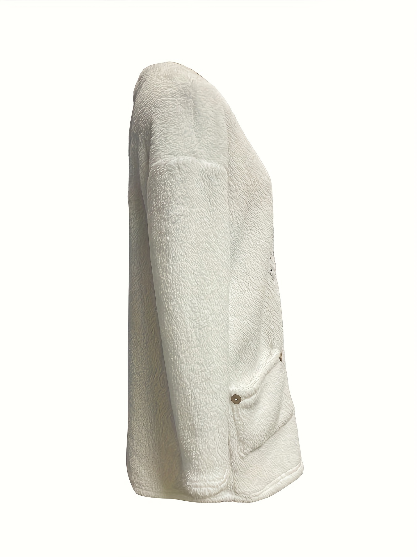 letter print patched pockets sweatshirt casual drop shoulder button decor plush sweatshirt womens clothing details 13