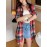 Plaid Print Button Front Shirt, Thigh Length Long Sleeve Shirt For Spring & Fall, Women's Clothing