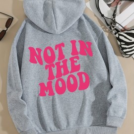 Casual Letter Print Hoodie, Drawstring Hooded Pocket Fashion Loose Fall & Winter Sweatshirt, Women's Clothing