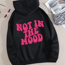 Casual Letter Print Hoodie, Drawstring Hooded Pocket Fashion Loose Fall & Winter Sweatshirt, Women's Clothing