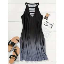 Cutout Gradient Halter Neck Dress, Sexy Bodycon Dress For Spring & Summer, Women's Clothing