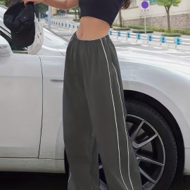 Y2K Loose Pants, Elastic Waist Casual Quick Dry Pants For Spring & Summer, Women's Clothing